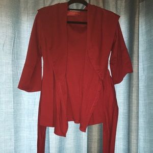 Closet Clear Out: Red hooded kimono wrap
